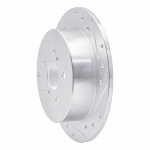 Pontiac Vibe Brake Rotor (1) - Rear Right - R1 Concepts - Drilled & Slotted - Silver - `00-`10